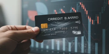 Cartão de crédito em destaque com gráficos financeiros ao fundo, representando as novas regras de 2026.