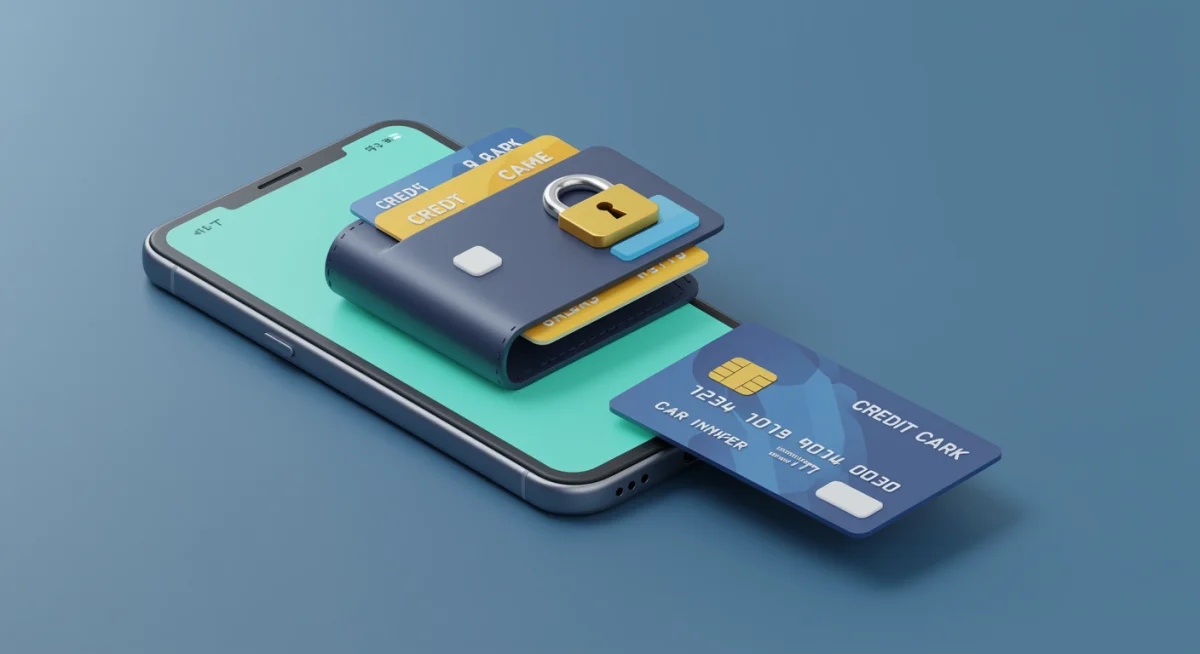 Interface de carteira digital em smartphone com cartões
