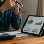 Empreendedor MEI analisando opções de financiamento em tablet