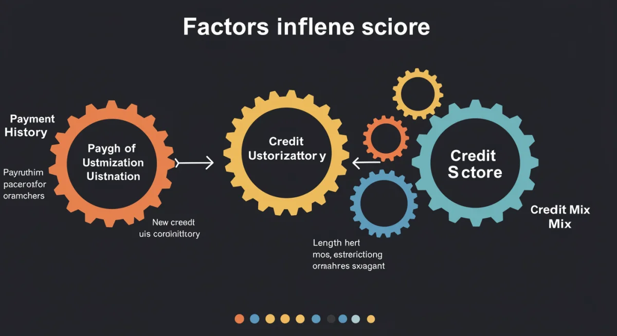 Infográfico detalhando os principais fatores que influenciam o score de crédito, como histórico de pagamentos e utilização do limite.