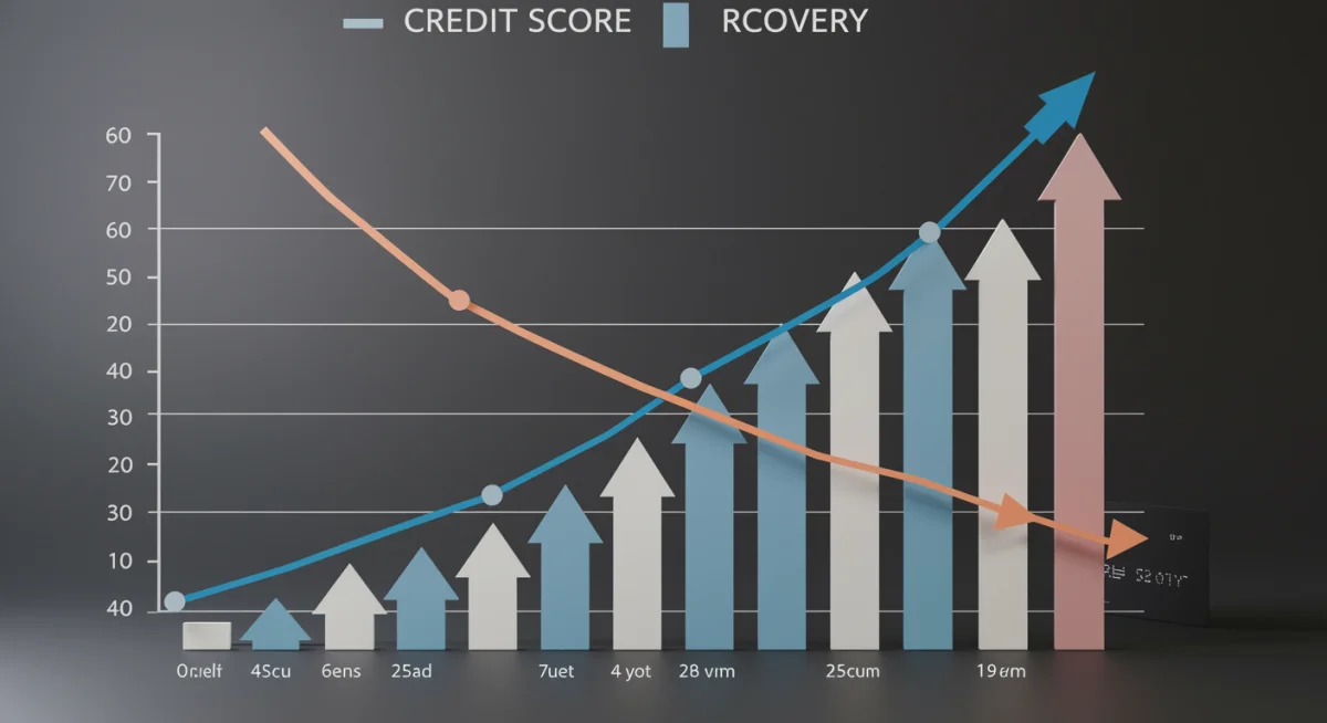 Gráfico mostrando a queda do score de crédito por inadimplência e sua recuperação gradual.