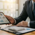 MEI analisando dados financeiros em tablet para melhorar score de crédito em 2026