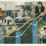 Gráfico da taxa Selic subindo, impactando financiamentos imobiliários, veiculares e pessoais em 2026.